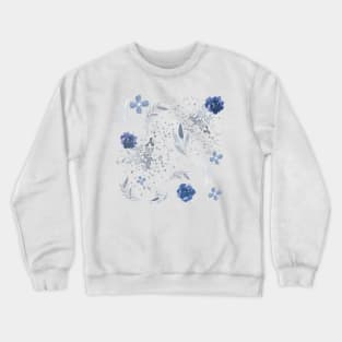 Floral pattern with blue flowers Crewneck Sweatshirt